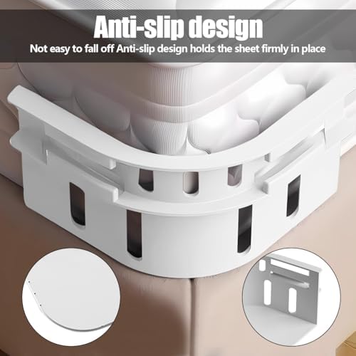 Bed Sheet Holder Strips - Secure Fit for All Mattress Sizes 4-Pack White