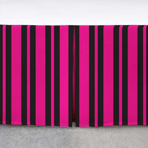 Feelyou Black Stripe Bed Skirt Twin Size with 15 Inch Drop