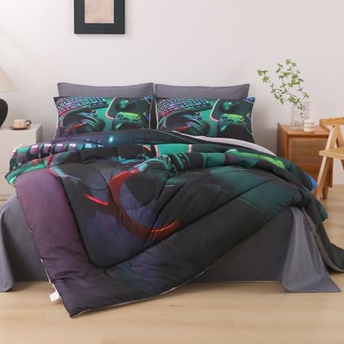 6 Pieces Gamer Comforter Set Twin for Boys