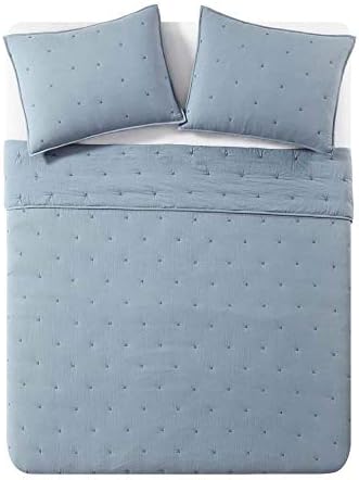 BOURINA Embroidered Quilt Set - 3-Piece FullQueen Blue