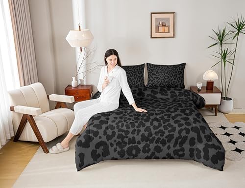 Manfei Leopard Print Comforter Set Queen Size 1