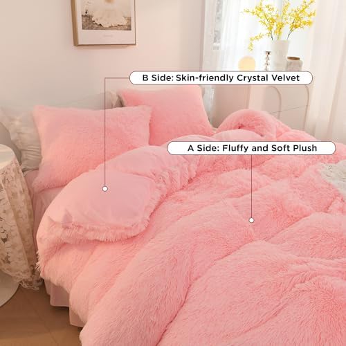 Litanika Pink Fluffy Comforter Queen Set
