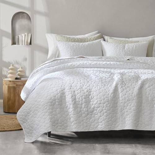 RSHARE 100 Cotton Quilt Bedding Set Twin White