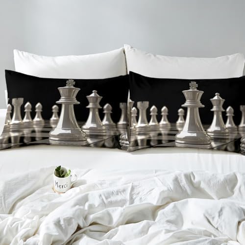 Feelyou International Chess Fitted Sheet Set Twin Size 2Pcs