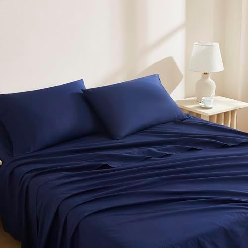 Linen Closet Luxury Cotton 3-Piece Sheet Set Twin Navy 1