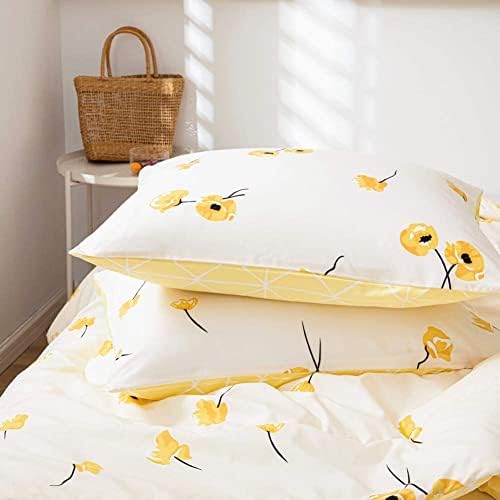 Bedorm Yellow Floral Comforter Set Twin Size