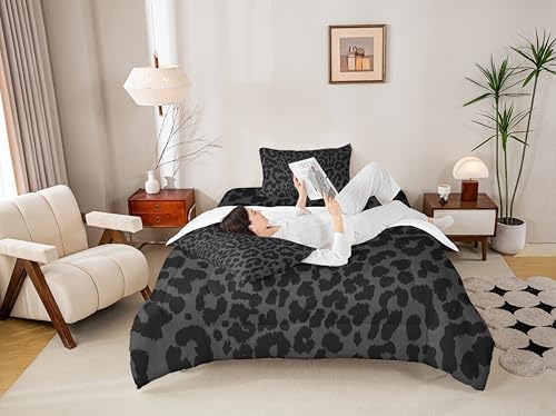 Manfei Leopard Print Comforter Set Queen Size 1