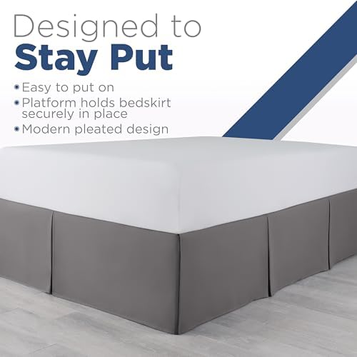 Martex Twin 21 Bed Skirt - Gray Microfiber Pleated Skirt 1