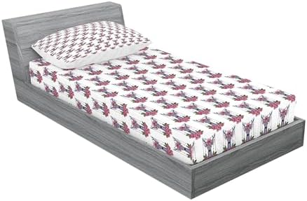 Ambesonne Deer Head Sheet Pillow Sham Set Mauve Coral Green