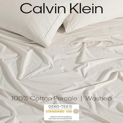 Calvin Klein Twin XL Sheet Set - Soft Cotton Percale with Deep Pockets 1