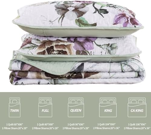Drucon Floral Quilt Set 3 Piece King Size Boho