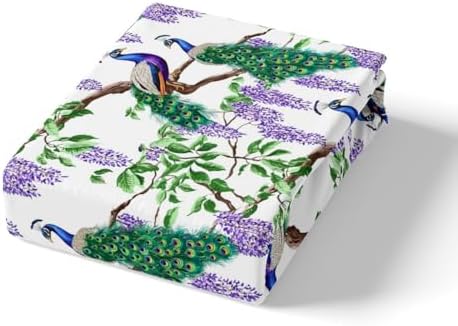 Jejeloiu Peacock King Size Bed Sheet Set