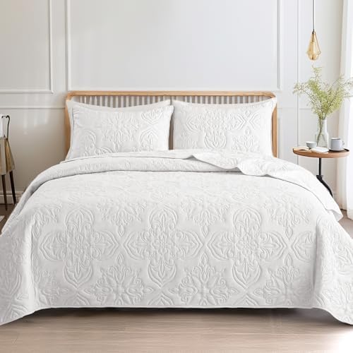 Whale Flotilla Vintage Damask Queen Quilt Set