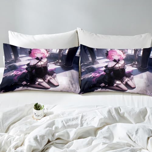Manfei Kawaii Princess Duvet Cover Set Twin Size 2Pcs