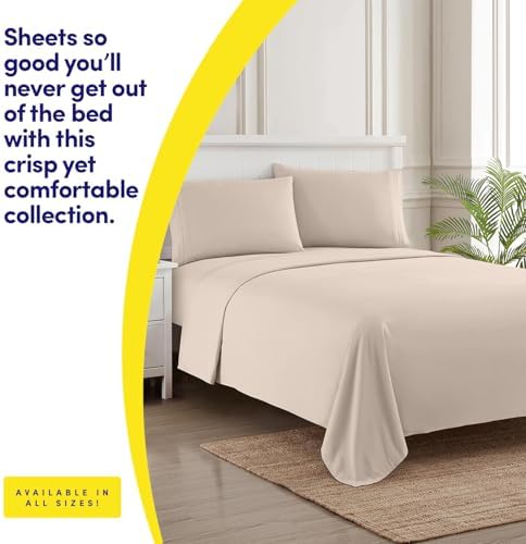 Sweet Home 1500 Supreme California King Sheet Set Beige Cream