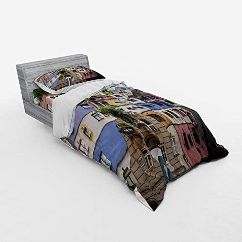Ambesonne Duvet Cover Set with Hundertwasser House Print