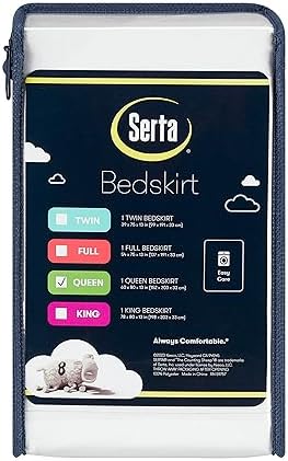 Serta Modern Solid Bed Skirt with 13 Inch Drop White