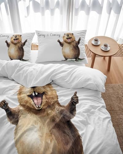 ZOE GARDEN Happy Groundhog Day Duvet Cover Set