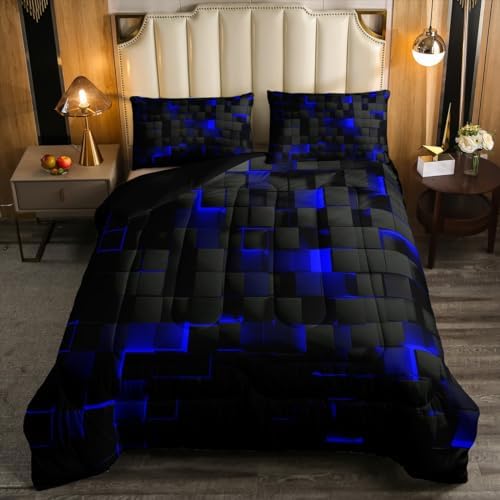 Erosebridal Queen Size Comforter Set Neon Geometric Check