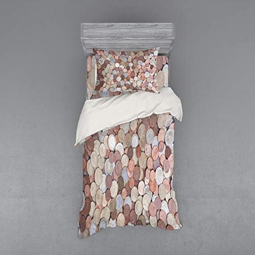 Ambesonne Money Duvet Cover Set Twin XL Umber Grey Yellow