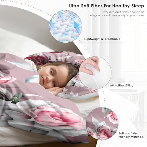 Pamnest Comforter Set King Size with Rose Flower Leaves 1