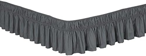 KingLinen Twin Full Wrap Around Elastic Bed Skirt Charcoal