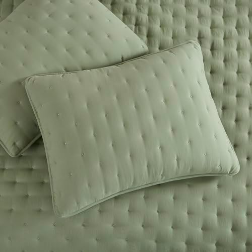 WDCOZY Sage Green Cloud Cal King Quilt Set