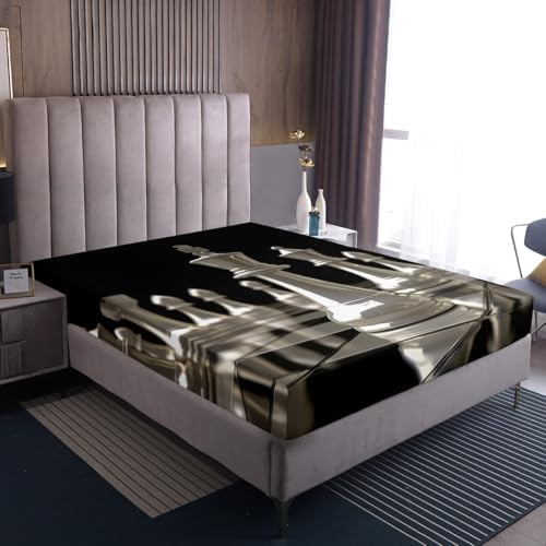 Feelyou International Chess Fitted Sheet Set Twin Size 2Pcs