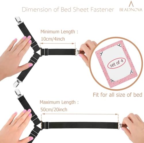 BEADNOVA Adjustable Bed Sheet Straps 4Pcs