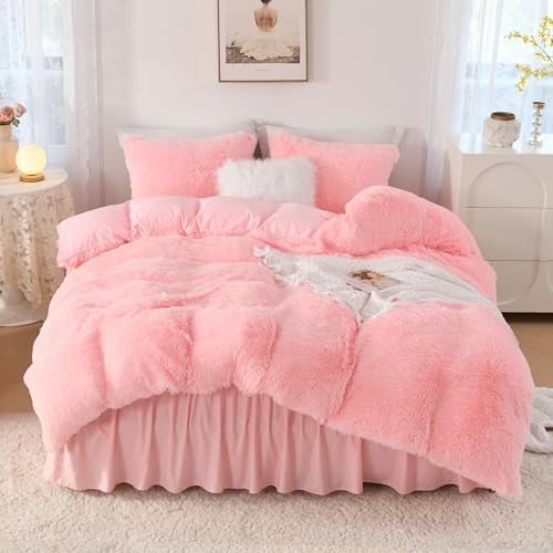 Litanika Pink Fluffy Comforter Queen Set