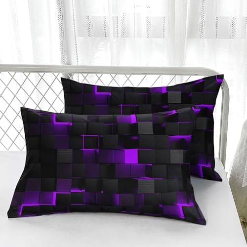 Nttopship Geometric Violet Comforter Set 3 Piece Queen Size
