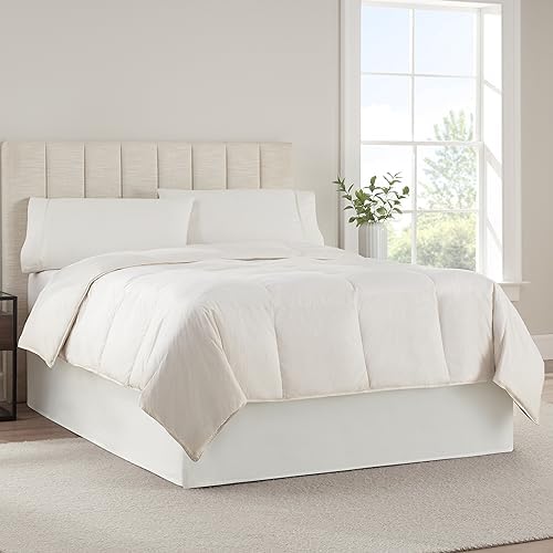 Serta Modern Solid Bed Skirt with 13 Inch Drop White
