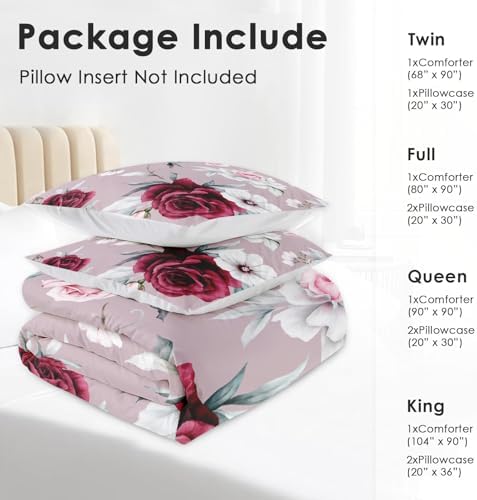 Pamnest Comforter Set King Size with Rose Flower Leaves 1