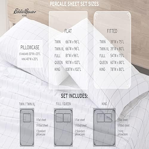 Eddie Bauer Twin XL Cotton Percale Sheet Set