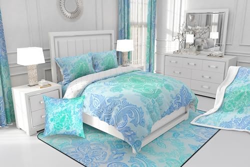Erosebridal Boho Duvet Cover Set Teal Blue Green