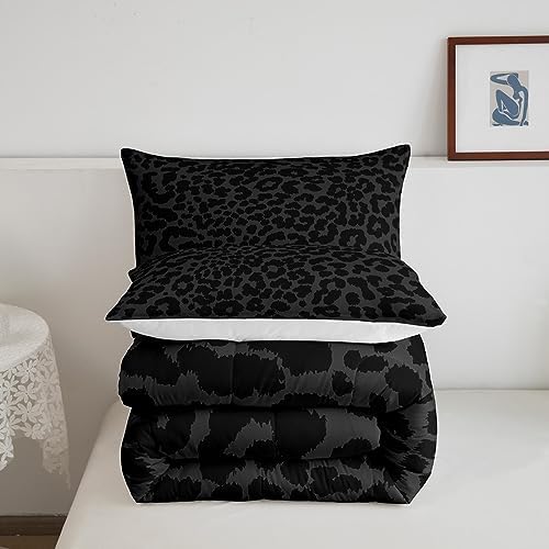 Manfei Leopard Print Comforter Set Queen Size 1