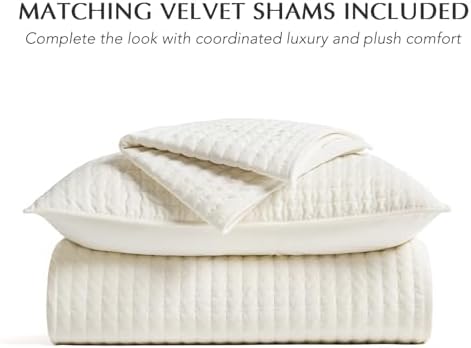 EVERGRACE Pearl Velvet Quilt Set King Size 3 Pieces