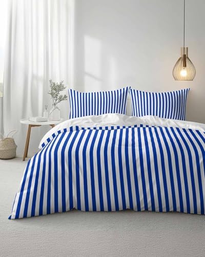 ZOE GARDEN Navy Blue Stripe Duvet Cover Set 3 pcs