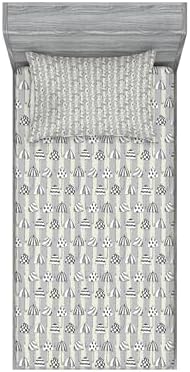 Ambesonne Rainy Weather Striped Sheet Pillow Sham Set TwinXL Pale Grey and Eggshell