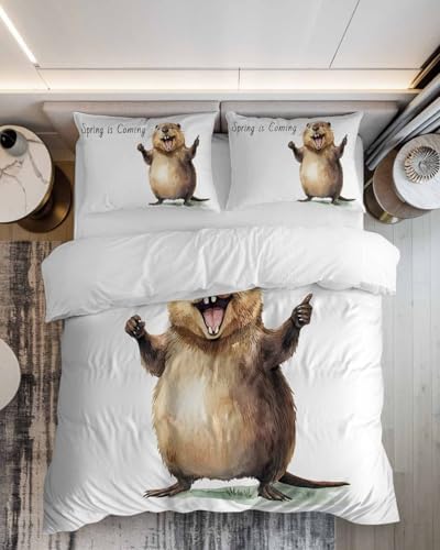 ZOE GARDEN Happy Groundhog Day Duvet Cover Set