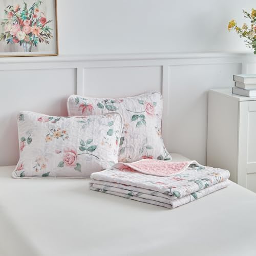 UOZZI Floral Quilt Set Queen Size 88x88 3PC Reversible