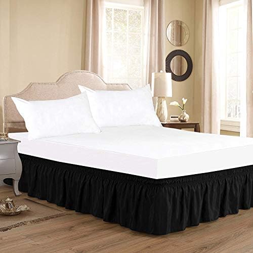Elegant Decor Full Bed Skirt 11 Inch Drop Black