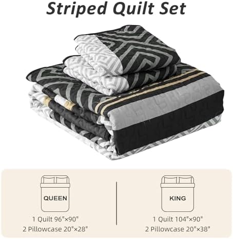 WONGS BEDDING Quilt Set Queen Size Black