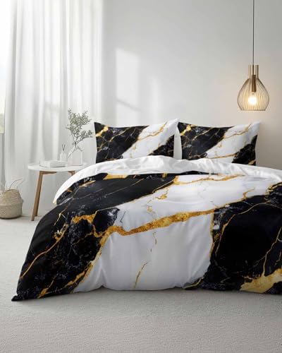 ZOE GARDEN Black Marble Duvet Cover Set 3 Pieces