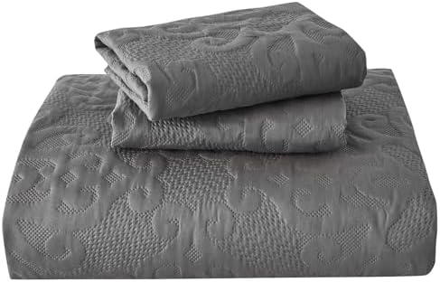 Kingnex Oversized King Bedspread Set Dark Grey 1