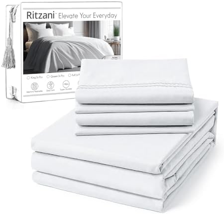 RITZANI King Size Sheet Set - 6 Piece Deep Pocket Luxury Bedding