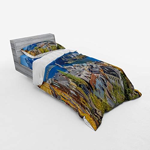Ambesonne Fall Bedding Set with Hallstatt Landscape Print