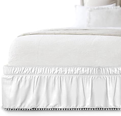 Elegant Comfort Pom-Pom Bed Skirt 16inch Drop Queen King