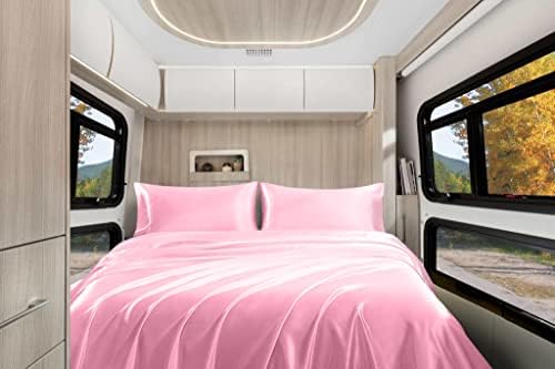 Homiest 4pcs RV Short Queen Satin Sheets Set 1
