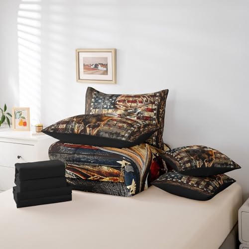 Feelyou Deer Hunting Comforter Set King Size 7 Piece